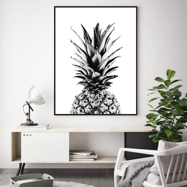 Wall Art 80Cmx120cm Pineapple Black Frame Canvas
