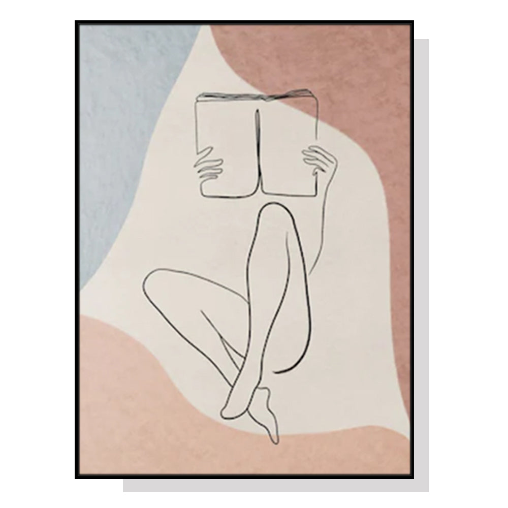 Posters & Prints Wall Art 40Cmx60cm Woman Reading Book Black Frame Canvas