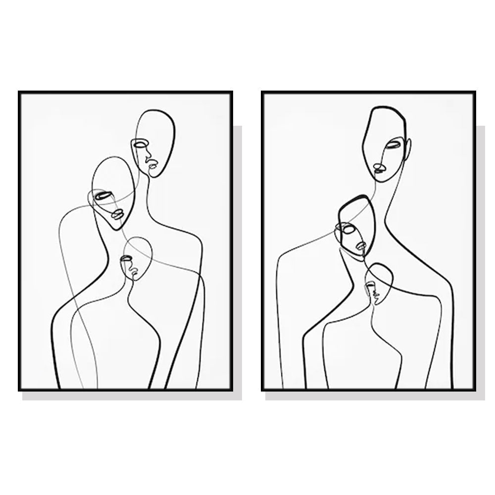 Posters & Prints Wall Art 40Cmx60cm Abstract Figures 2 Sets Black Frame Canvas