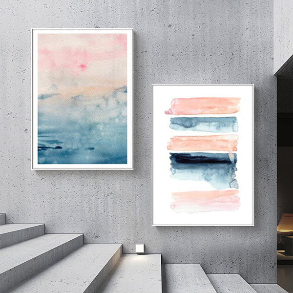 Posters & Prints Wall Art 40Cmx60cm Abstract Pink 2 Sets White Frame Canvas