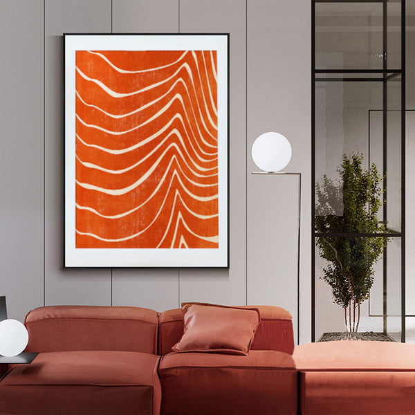 Posters & Prints Wall Art 90Cmx135cm Abstract Orange Black Frame Canvas