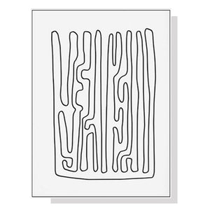 Wall Art 90Cmx135cm Black And White Lines Frame Canvas