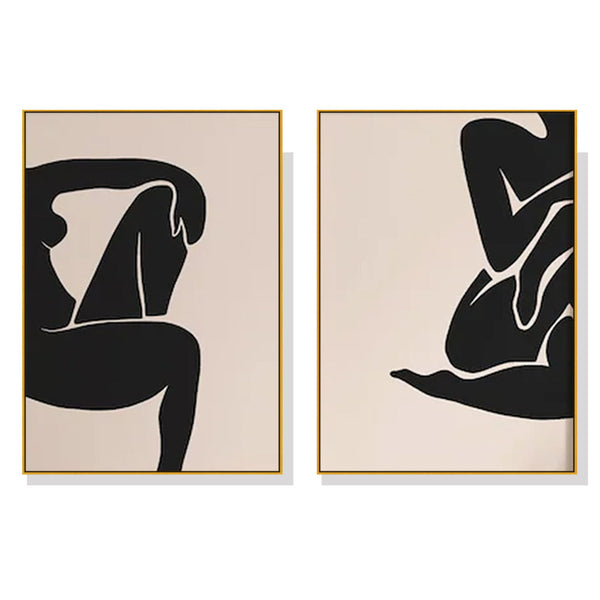 Posters & Prints Wall Art 40Cmx60cm Female Figure 2 Sets Gold Frame Canvas