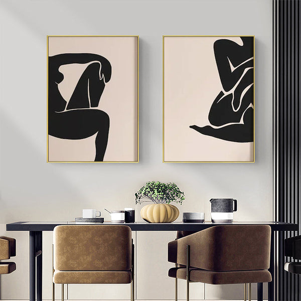 Posters & Prints Wall Art 80Cmx120cm Female Figure Sets Gold Frame Canvas