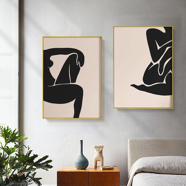 Posters & Prints Wall Art 80Cmx120cm Female Figure Sets Gold Frame Canvas