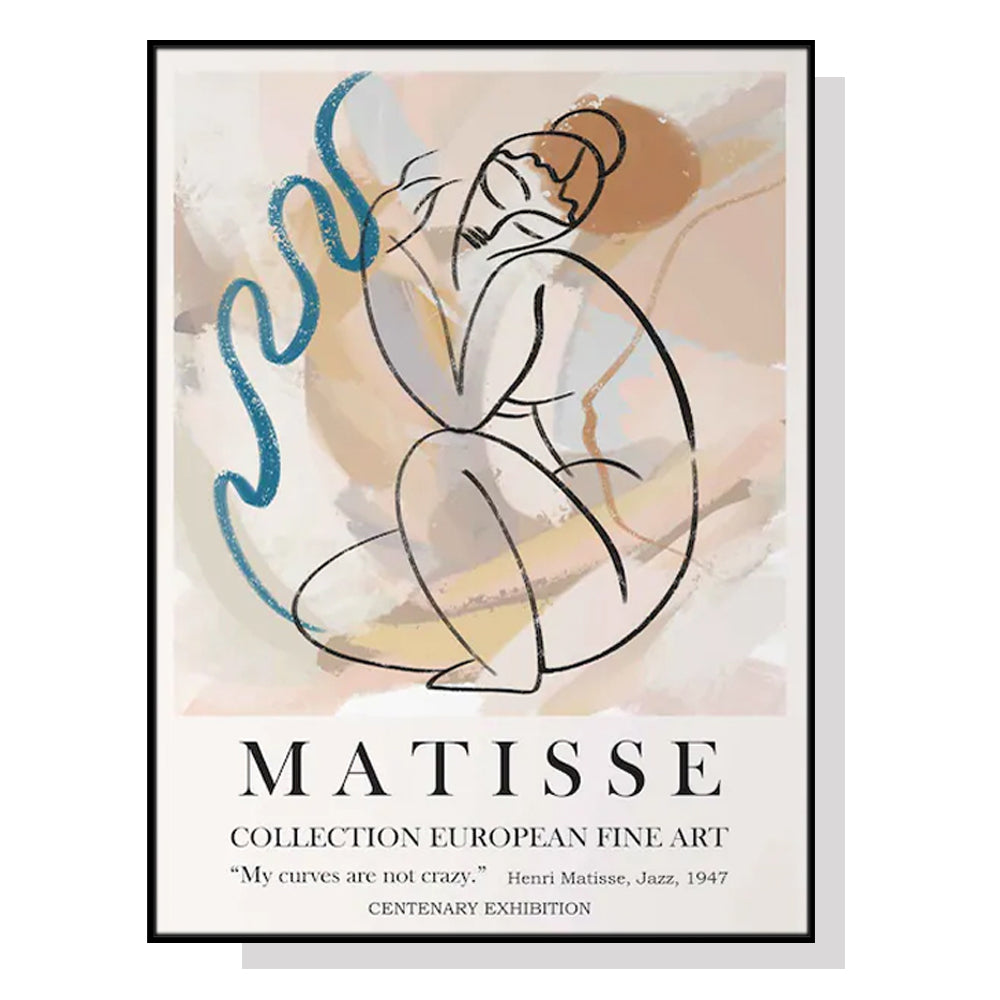 Posters & Prints Wall Art 40Cmx60cm Matisse Nude Line Black Frame Canvas