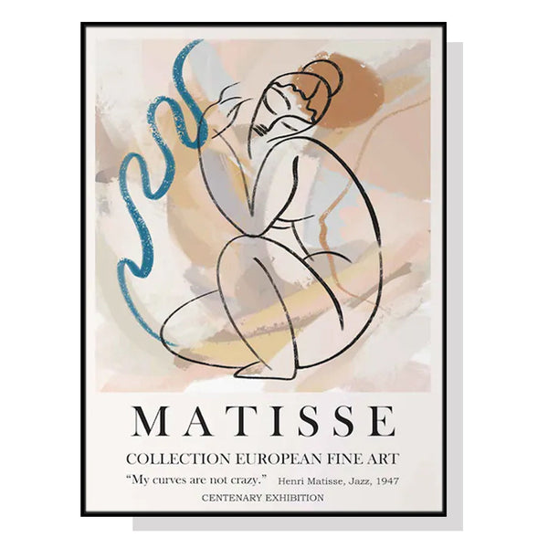 Posters & Prints Wall Art 40Cmx60cm Matisse Nude Line Black Frame Canvas