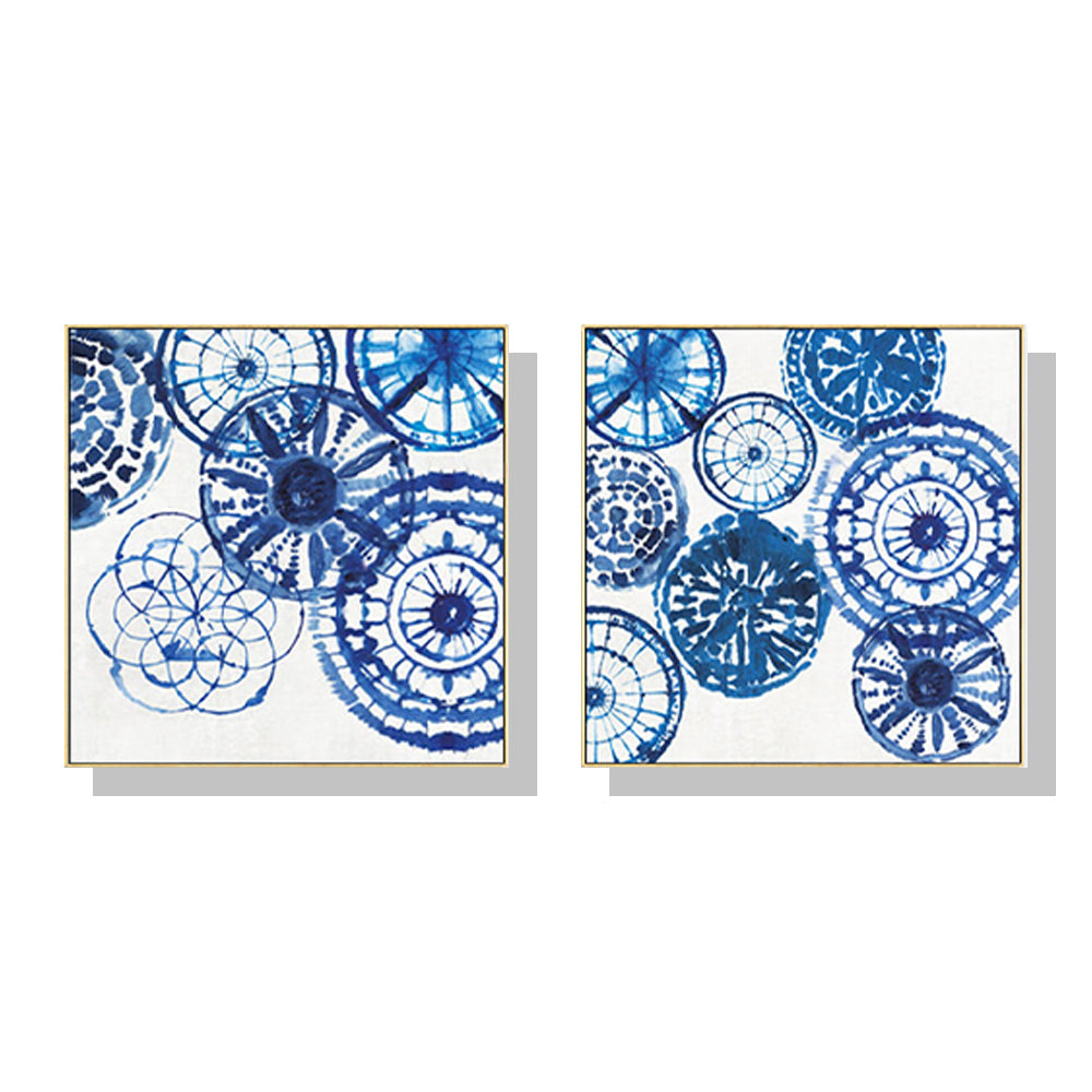 Posters & Prints Wall Art 40Cmx40cm Blue Day 2 Sets Gold Frame Canvas