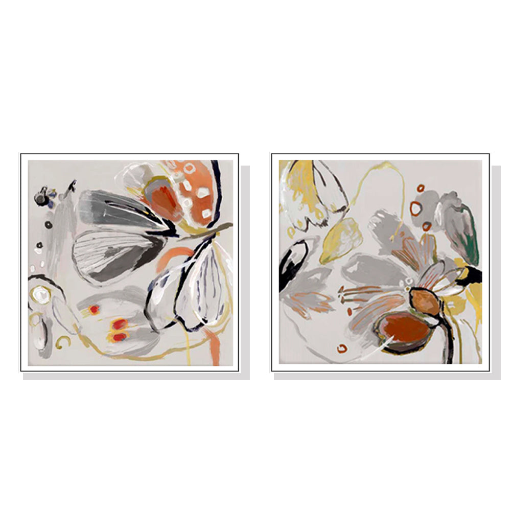 Posters & Prints Wall Art 80Cmx80cm Blooming Spring Floral 2 Sets White Frame Canvas