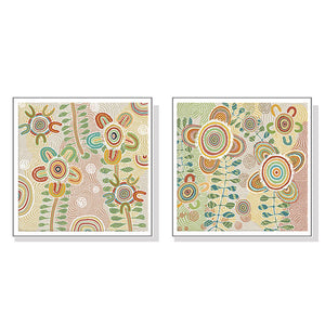 Wall Art 80Cmx80cm Lovely Pattern 2 Sets White Frame Canvas