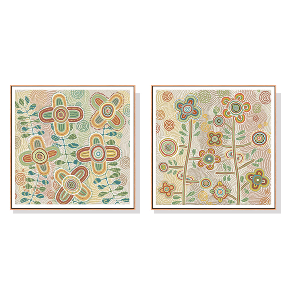 Posters & Prints Wall Art 80Cmx80cm Lovely Pattern Ii 2 Sets Wood Frame Canvas