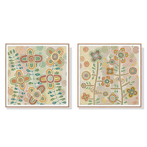 Posters & Prints Wall Art 80Cmx80cm Lovely Pattern Ii 2 Sets Wood Frame Canvas