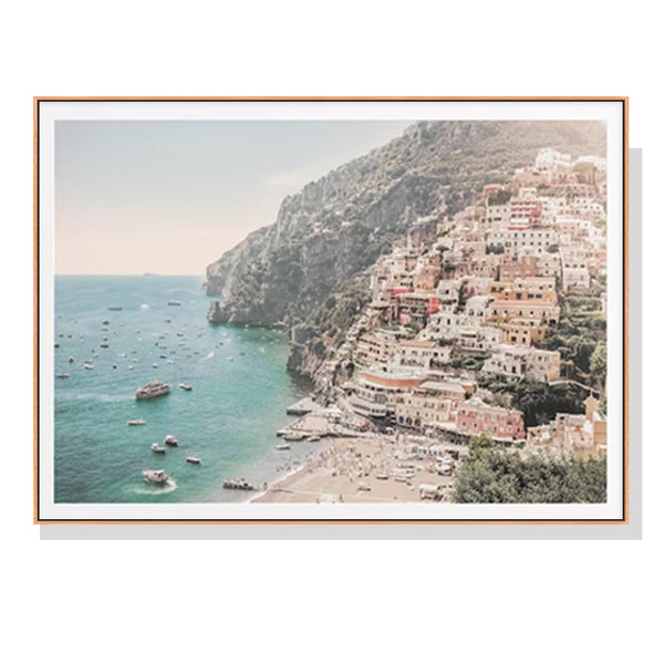 Posters & Prints Wall Art 90Cmx135cm Italy Amalfi Coast Wood Frame Canvas