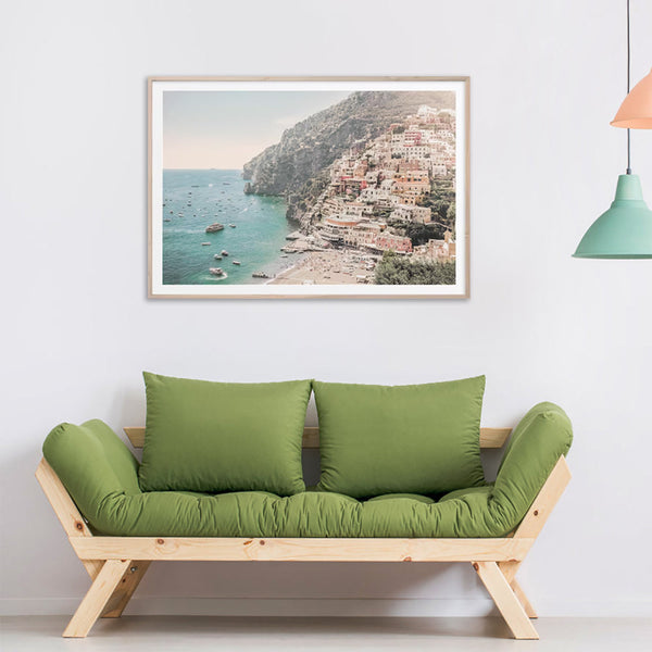 Posters & Prints Wall Art 90Cmx135cm Italy Amalfi Coast Wood Frame Canvas