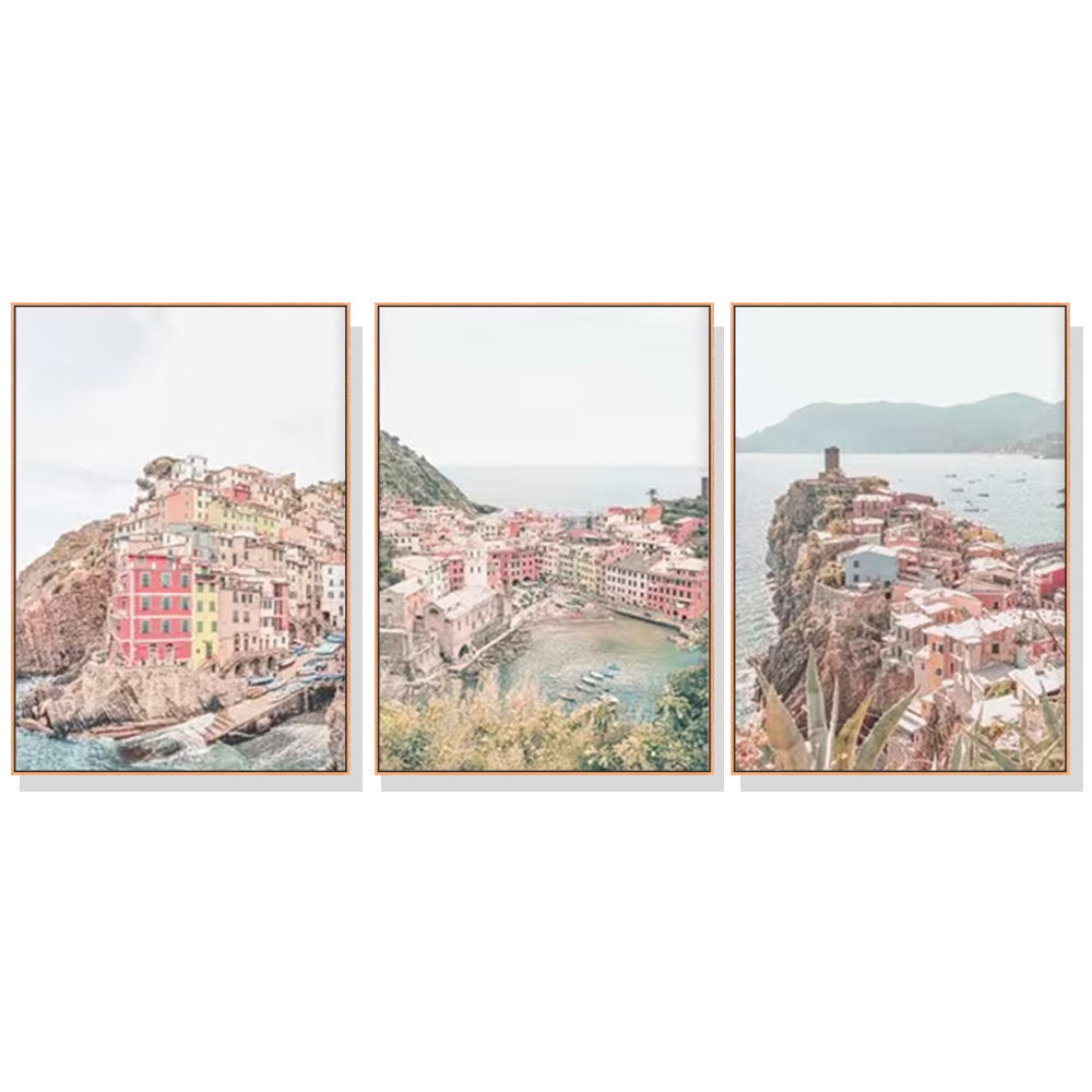 Posters & Prints Wall Art 70Cmx100cm Italy Cinque Terre 3 Sets Wood Frame Canvas