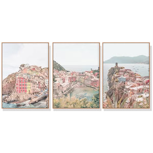 Posters & Prints Wall Art 70Cmx100cm Italy Cinque Terre 3 Sets Wood Frame Canvas