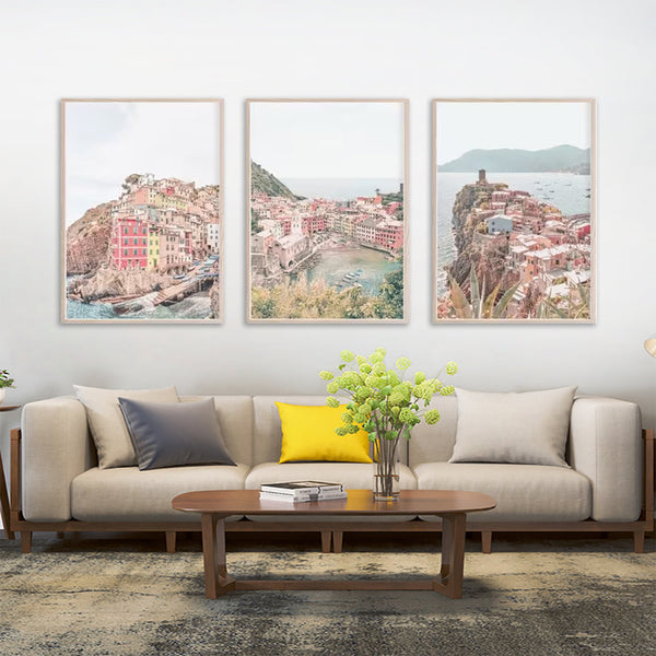 Posters & Prints Wall Art 70Cmx100cm Italy Cinque Terre 3 Sets Wood Frame Canvas