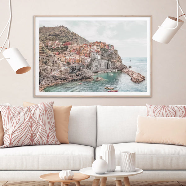 Wall Art 60Cmx90cm Italy Cinque Terre Wood Frame Canvas