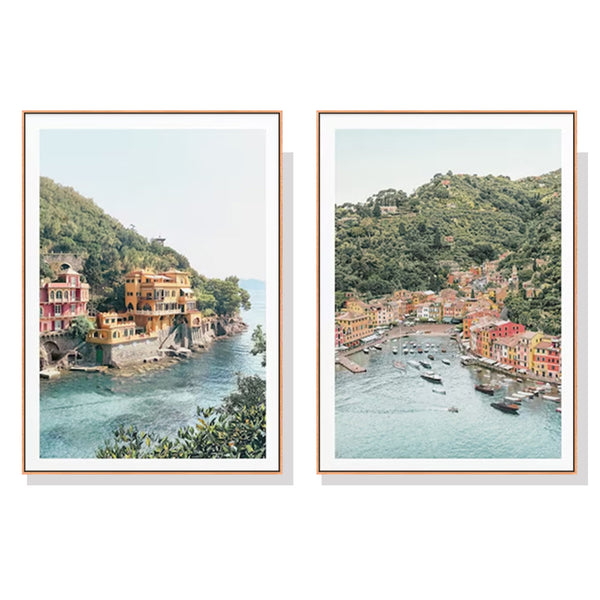 Posters & Prints Wall Art 80Cmx120cm Italy Coast Sets Wood Frame Canvas