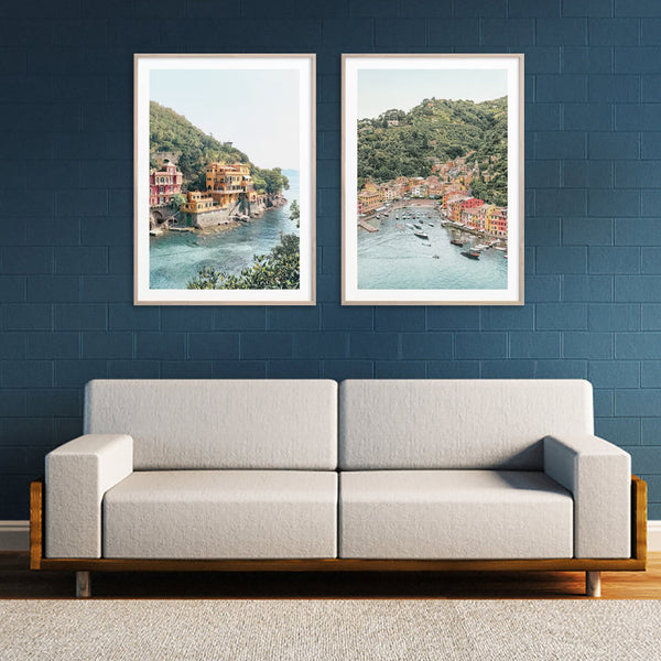 Wall Art 70Cmx100cm Italy Coast 2 Sets Wood Frame Canvas