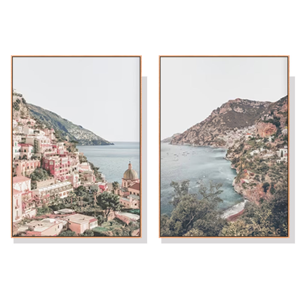 Wall Art 80Cmx120cm Italy Positano Sets Wood Frame Canvas