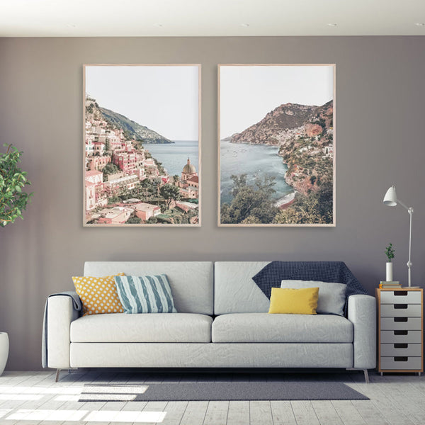 Posters & Prints Wall Art 80Cmx120cm Italy Positano Sets Wood Frame Canvas