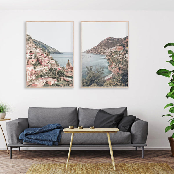 Posters & Prints Wall Art 80Cmx120cm Italy Positano Sets Wood Frame Canvas