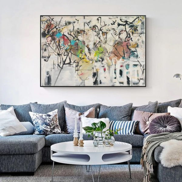 Wall Art 90Cmx135cm Abstract White Dream Black Frame Canvas