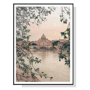 Wall Art 50Cmx70cm Rome City Black Frame Canvas