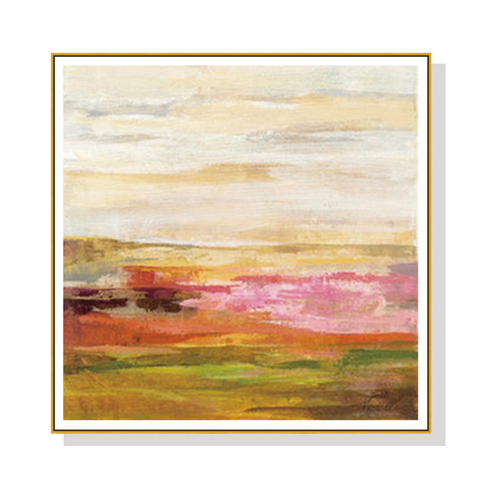 Wall Art 90Cmx90cm Blooming Field Gold Frame Canvas