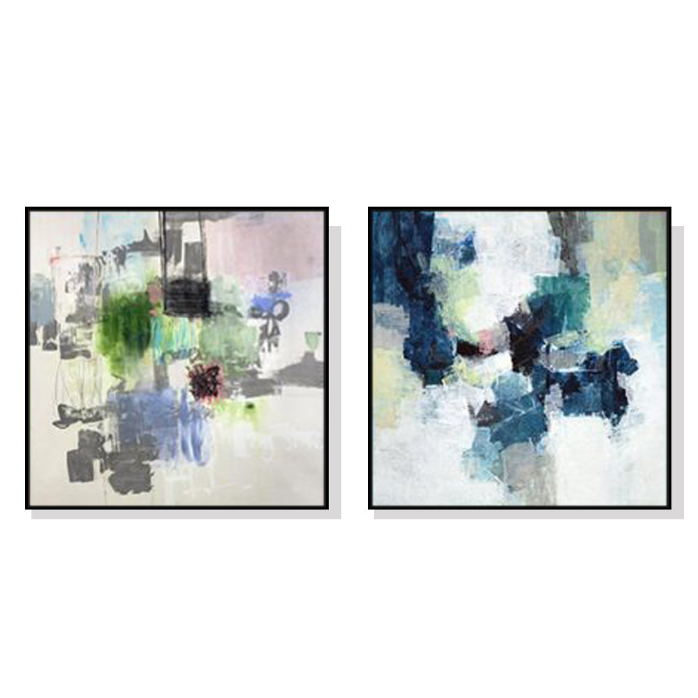 Wall Art 50Cmx50cm Blue Crushers 2 Sets Black Frame Canvas