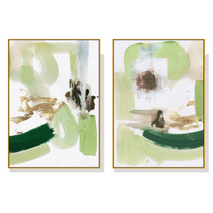 Posters & Prints Wall Art 40Cmx60cm Abstract Green Mint 2 Sets Gold Frame Canvas