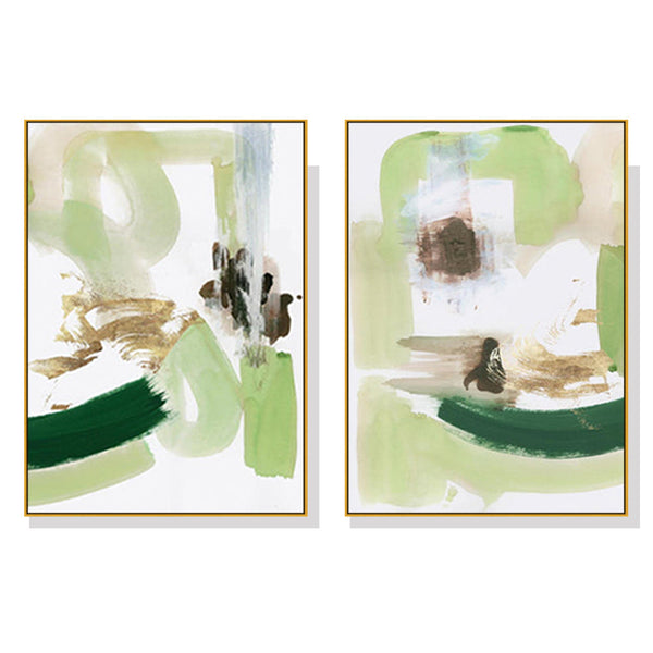 Posters & Prints Wall Art 100Cmx150cm Abstract Green Mint 2 Sets Gold Frame Canvas