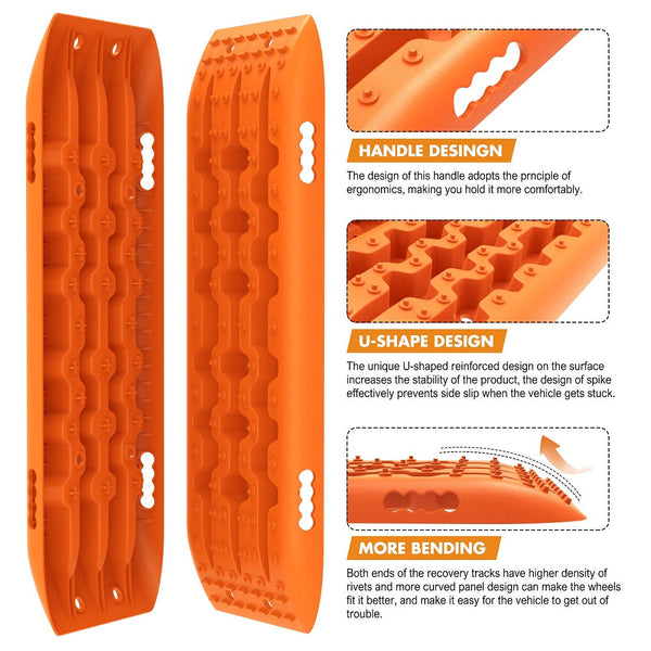 X-Bull 4Wd Recovery Tracks 10T 2 Pairs/ Sand Tracks/ Mud Mounting Bolts Pins Gen 2.0 -Orange