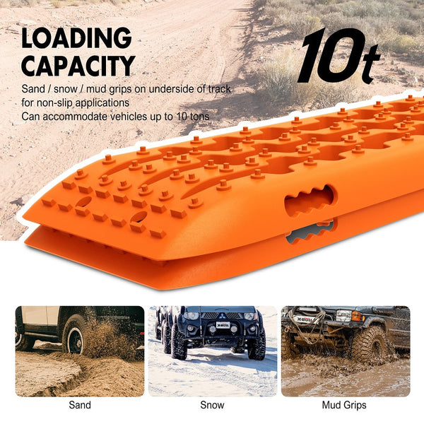 X-Bull 4Wd Recovery Tracks 10T 2 Pairs/ Sand Tracks/ Mud Mounting Bolts Pins Gen 2.0 -Orange