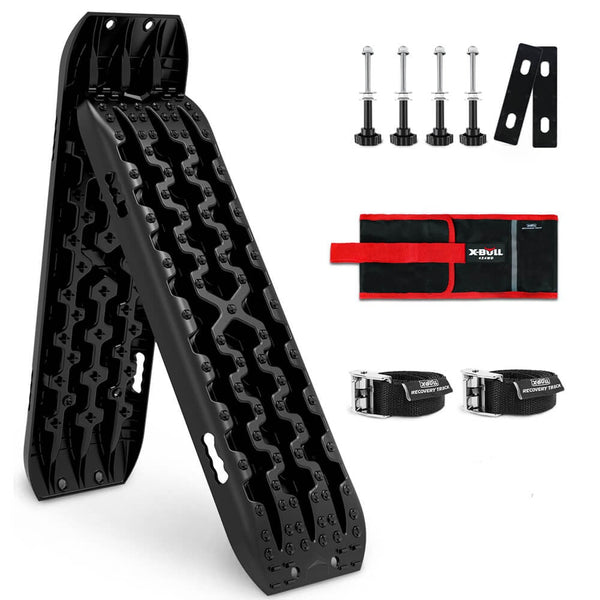 X-Bull 2Pcs Recovery Tracks Boards Snow Mud 4Wd With 4Pc Mounting Bolts Black