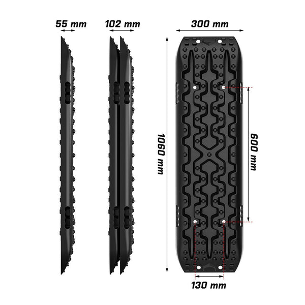 X-Bull 2Pcs Recovery Tracks Boards Snow Mud 4Wd With 4Pc Mounting Bolts Black