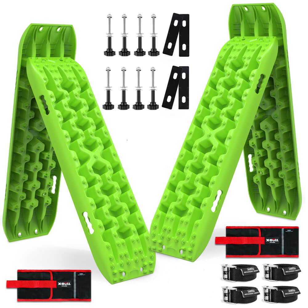 Recovery Tracks X Bull Boards 10T 2 Pairs Sand Mud Snow With Mounting Bolts Pins Green