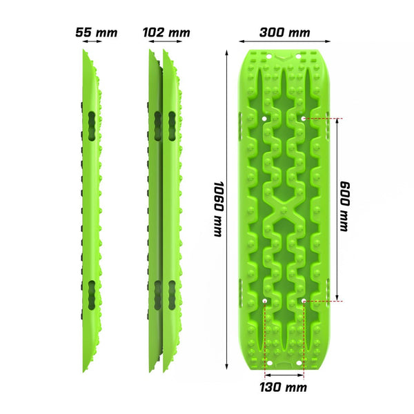 Recovery Tracks X Bull Boards 10T 2 Pairs Sand Mud Snow With Mounting Bolts Pins Green