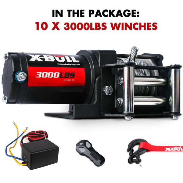 Tow Bars & Winches X Bull Electric Winch 3000Lbs Steel Wire Cable 12V Boat Atv 4Wd Trailer 10 Units