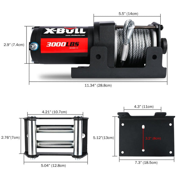 Tow Bars & Winches X Bull Electric Winch 3000Lbs Steel Wire Cable 12V Boat Atv 4Wd Trailer 10 Units