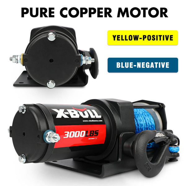 X-Bull 12V Electric Winch 3000Lb Atv Boat Trailer Synthetic Rope