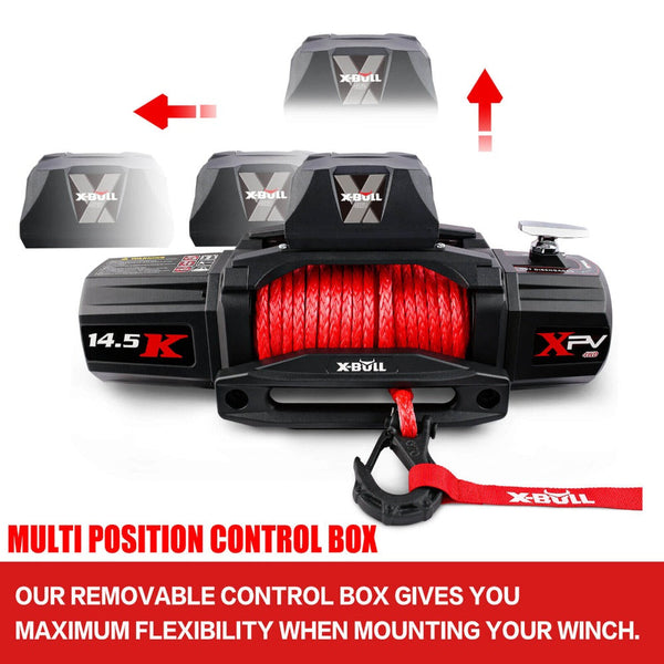 X-Bull 4Wd Electric Winch 14500Lbs 12V Synthetic Rope With Pairs Recovery Tracks Gen2.0 Red