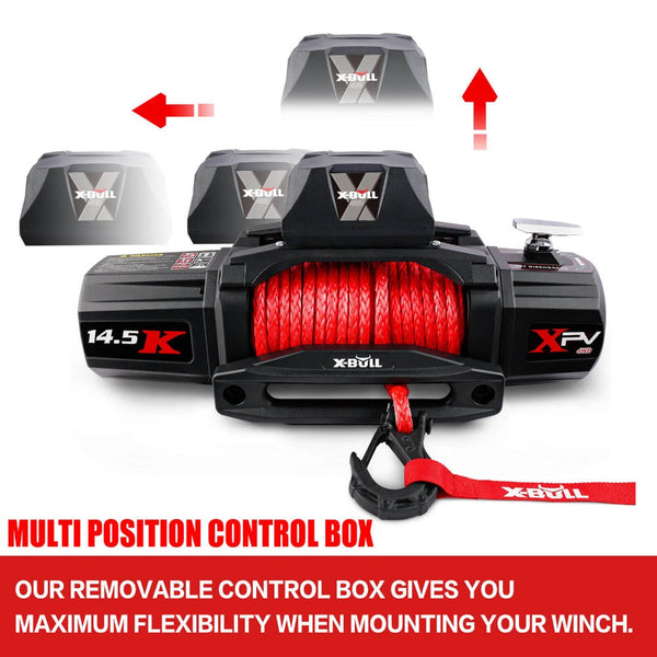 Tow Bars & Winches X Bull 4Wd Electric Winch 14500Lbs 12V Synthetic Rope With Pairs Recovery Tracks Gen2.0 Red