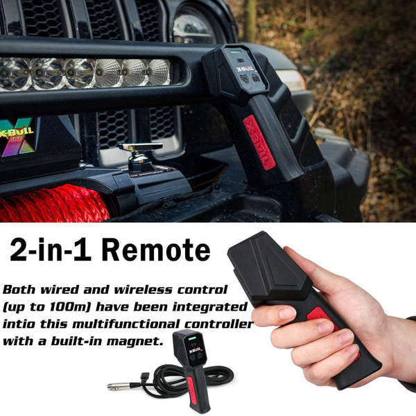 X-Bull 4Wd Electric Winch 14500Lbs 12V Synthetic Rope With Pairs Recovery Tracks Gen2.0 Red