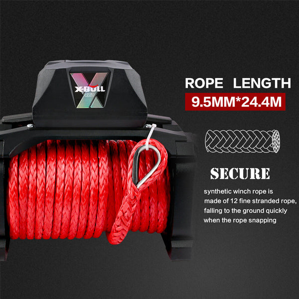 X-Bull 4Wd Electric Winch 14500Lbs 12V Synthetic Rope With Pairs Recovery Tracks Gen2.0 Red