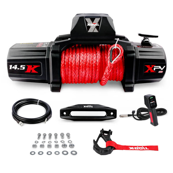 Tow Bars & Winches X Bull 12V Electric Winch 14500Lbs Synthetic Rope With Mounting Plate