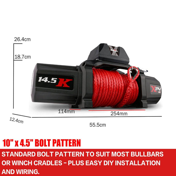 X-Bull 12V Electric Winch 14500Lbs Synthetic Rope With Cover