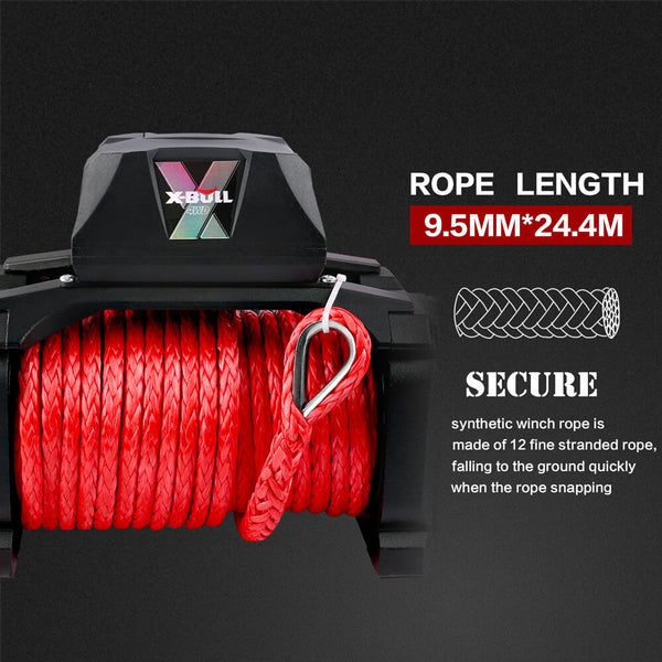 X-Bull 12V Electric Winch 14500Lbs Synthetic Rope With Cover
