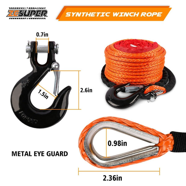 Tow Bars & Winches Zesuper Winch Rope 9.5Mm X 30M Dyneema Sk75 Hook Synthetic Car Tow Recovery Cable